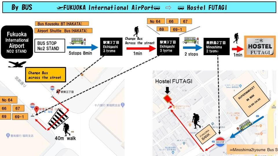 ホステル二木 Hostel Futagi ゲストハウス Fukuoka  Exteriör bild